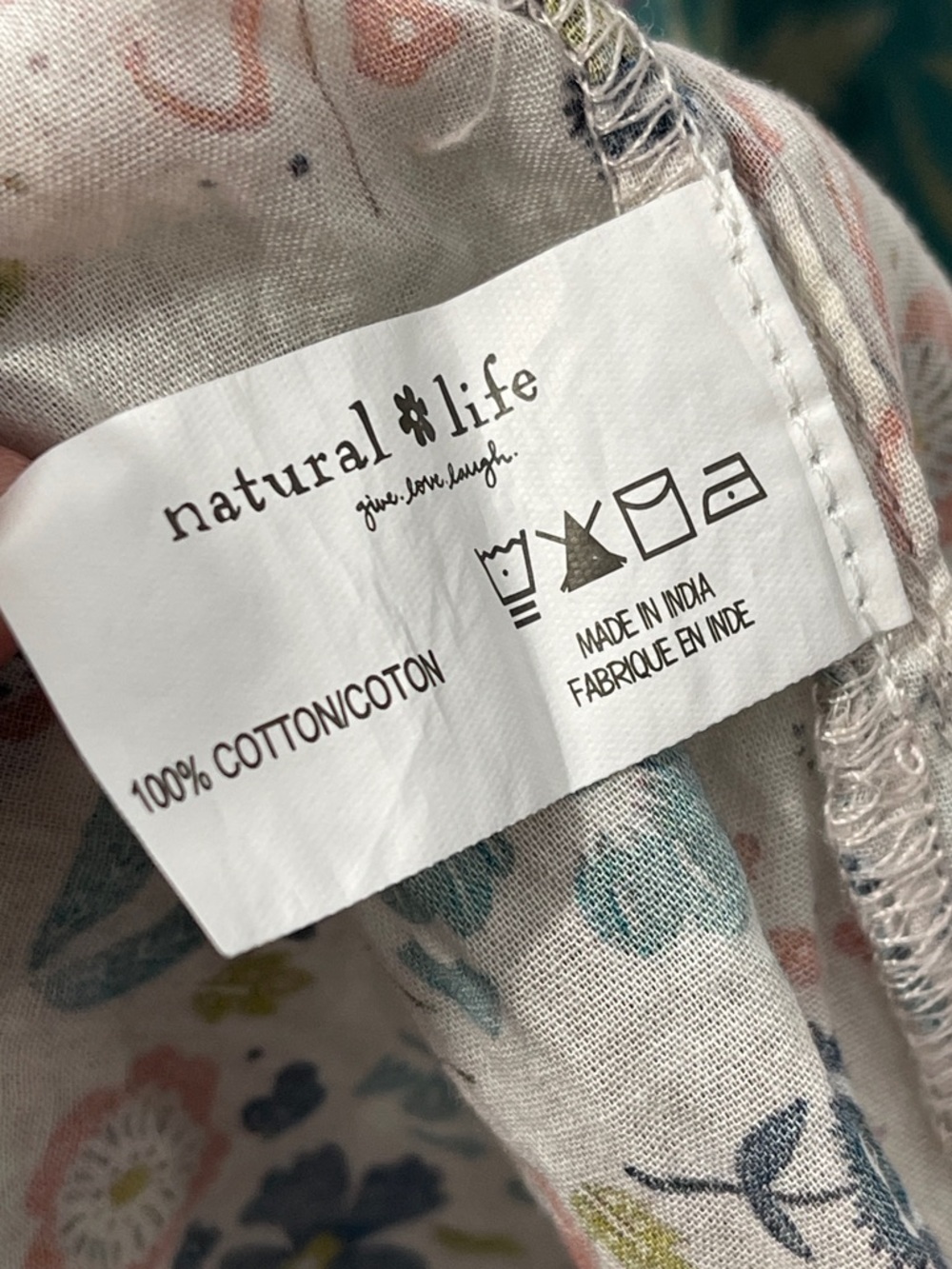 Natural Life Magnolia Cotton Top Seafoam Floral Bohemian Mixed Print 100% Cotton - Picture 6 of 9